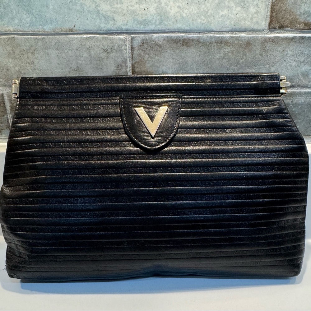 Mario Valentino Black Leather Clutch